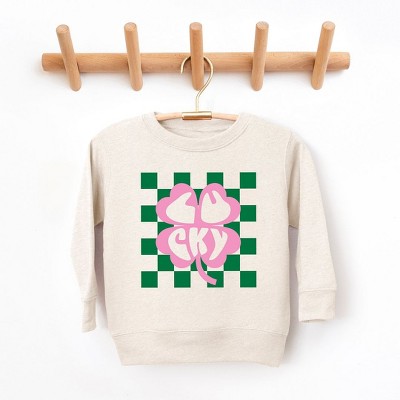 The Juniper Shop Lucky Clover Checkered Youth Ultra-Soft Graphic Sweatshirt