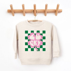The Juniper Shop Lucky Clover Checkered Toddler Graphic Sweatshirt - 1 of 3