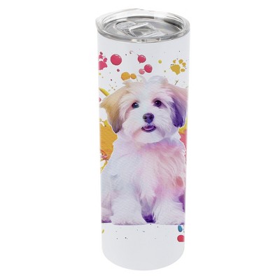 100 North 20 Ounce Stainless Steel On the Go Travel Tumbler With Push Top Lid, Havanese Dog Paint Splatter