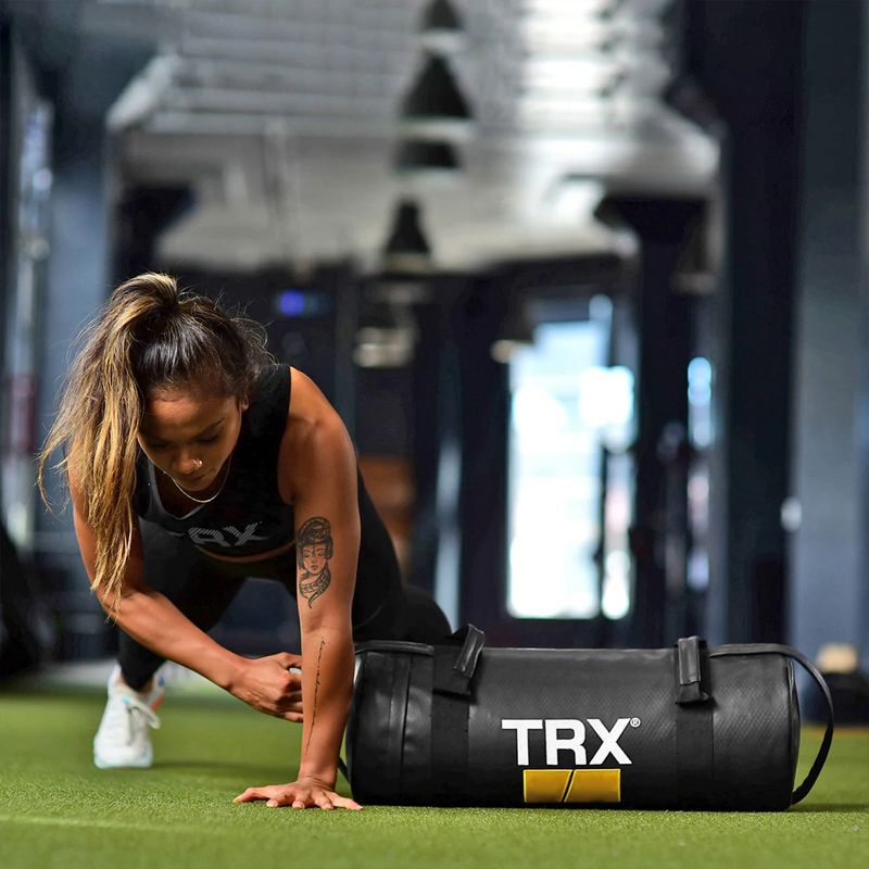 TRX Power Bag 60 Pound Indoor Outdoor Multipurpose Moisture-Resistant Vinyl Prefilled Weighted Exercise Training Gym Sandbag with 5 Handles, Black, 4 of 6