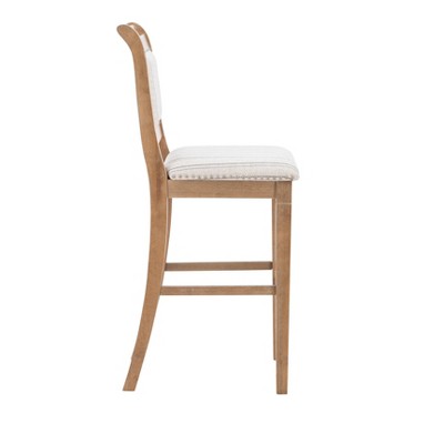 Emmy 30" Gray Wash Full Back Stripe Fabric Barstool