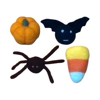 Midlee Halloween Felt Cat Toys Set- Bat, Pumpkin, Spider, Candy Corn