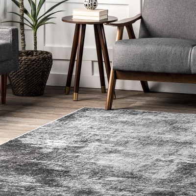 Corinna Charcoal Abstract Machine Washable Area Rug