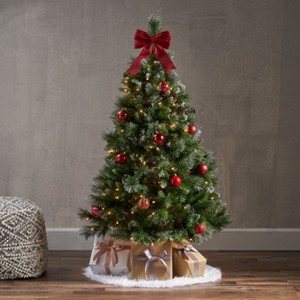 NicBex 4.5ft Prelit Artificial Christmas Tree with 407 Branch Tips, 200 LED Lights and Pinecones for Decorations, Green - 1 of 4