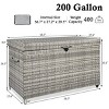 Coolbibila-200 Gallon Wicker Deck Box With Wheels, All-Weather Outdoor Storage Box, Rattan Storage Bin For Patio Furniture, Pool Storage - 4 of 4