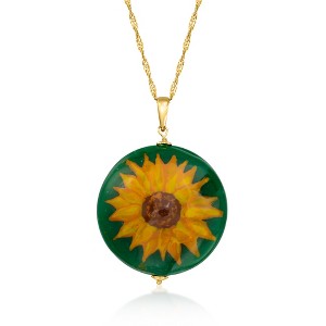 Ross-Simons Italian Multicolored Murano Glass Sunflower Pendant Necklace in 18kt Gold Over Sterling Size - 1 of 3