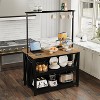 DobleePy 47" Wooden Kitchen Island with Power Outlet, LED Lighting, 3 Shelves & Bakers Rack, Farmhouse Style Storage & Workspace - 4 of 4