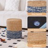ChicFurnit Ottomans and Benches Cylindrical Ottoman Footstool Handwoven Ottoman Floor Step Stool for Living Room, Blue, 14.57"*14.57"*17.72" - 4 of 4