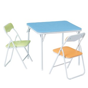 VECELO Kids Folding Activity Table & Chairs with Soft Padded Cushion, Foldable & Portable, Colorful - 1 of 4