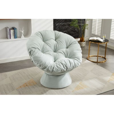 White Oversized swivel armchair, 360 degree swivel bucket chair, suitable for living room and bedroom