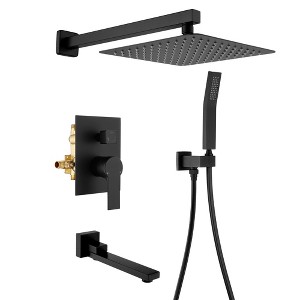 CLIHOME Single Handle 1-Spray Wall Mounted Tub and Shower Faucet 1.8 GPM with 10 in. Shower Head (Valve Included) - 1 of 4