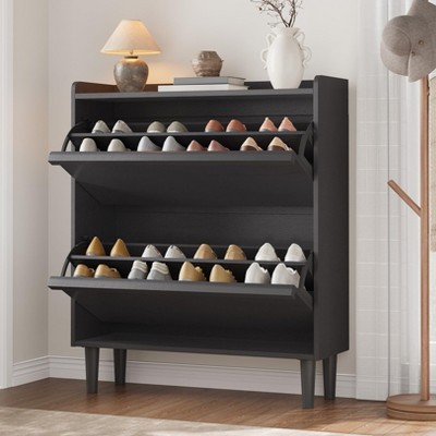 Multi-style Shoe Cabinet   with 2/3/4/6 Flip Drawers Or With 1 Door, Wooden Shoe Cabinet with Adjustable Shelf, for Entryway, Hallway, Living Room
