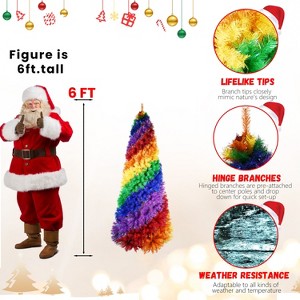 6FT/7.5FT Rainbow Spiral Christmas Tree - Colorful PVC Artificial Holiday Tree with Unique Spiral Design and Sturdy Metal Stand - 1 of 4