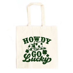 City Creek Prints Howdy Go Lucky Clovers Canvas Tote Bag - 15x16 - Natural - 1 of 2