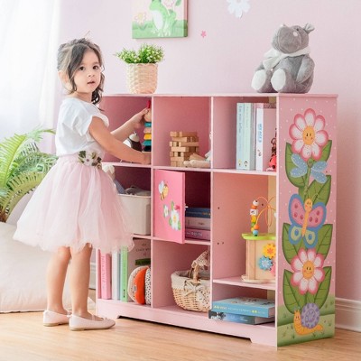 Bright Garden 36" Pink Adjustable Cube Wooden Kids' Bookshelf