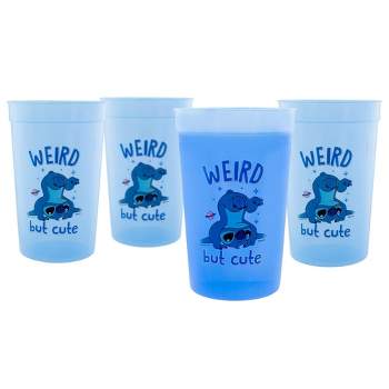 Silver Buffalo Disney Lilo & Stitch 4-Piece Color-Change Plastic Cup Set | Each Holds 15 Ounces