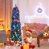 Tangkula 5/6/7/8 FT Fiber Optic Artificial Christmas Tree Prelit Pencil Christmas Tree with 361/517/697/889 Branch Tips Foldable Metal Stand - 4 of 4