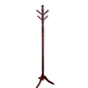 Okak 71.5IN Freestanding Hall Tree with Wooden Stand, Elegent Coat Rack with 6 Hooks, Coat Tree for Living Room, Bedroom, Entryway, Cherry - 1 of 4