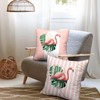 Pink Flamingo Throw Pillow Covers 18x18 Inch Tropical Leaves Bird Pillow Cases Set of 2 - 3 of 4