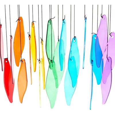 Colorful Rainbow Glass and Metal Wind Chimes for Indoor/Outdoor Decor