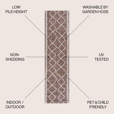 Ivory and Brown Diamond Trellis Indoor/Outdoor Rug