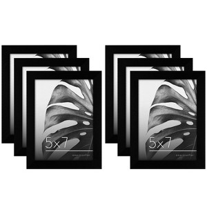 Americanflat 5x7 Picture Frame with Polished Plexiglass - Set of 6 - Signature Collection - Picture Frames with Engineered Wood - Black - 1 of 4