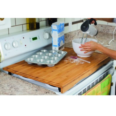 Natural Bamboo Adjustable Stove Top Work Surface with Juice Groove