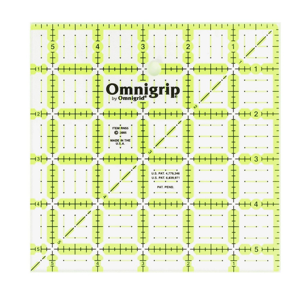 Omnigrid 5-1/2"x5-1/2" Non-Slip Square Quilting Ruler