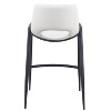 Faux Leather Counter Stool 35.6" H, White With Black Powder Coated Steel Frame and Armrests by Zuo Modern (Set of 2) - 4 of 4
