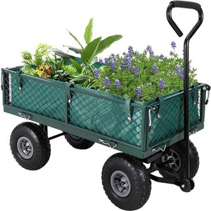 Steel Garden Cart, 500 Lbs Heavy-Duty Garden Wagon Cart Pullable on Wheels,Metal Yard Utility Wagon Carts with Removable Cart Liner - 1 of 4