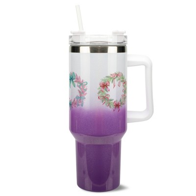 Elanze Designs Christmas Wreaths & Pretty Bows Winter Coquette 40 Oz. Stainless Steel Water Bottle Coffee Mug, Spill & Leak Resistant, Travel Tumbler