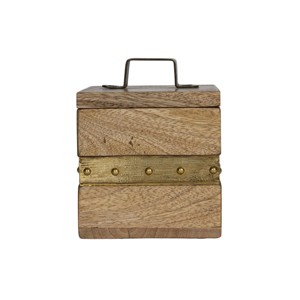 Trinket Box with Lid Wood & Brass Metal Handle by Foreside Home & Garden - 1 of 4