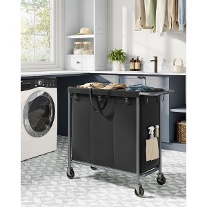 SONGMICS Laundry Basket with Wheels, Rolling Laundry Hamper, Removable Liner, Steel Frame with Handle, Blanket Storage - 1 of 4
