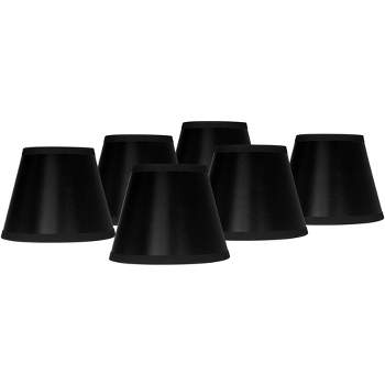 Springcrest Set of 6 Empire Chandelier Lamp Shades Black Paper Small 3" Top x 5" Bottom x 4" High Candelabra Clip-On Fitting