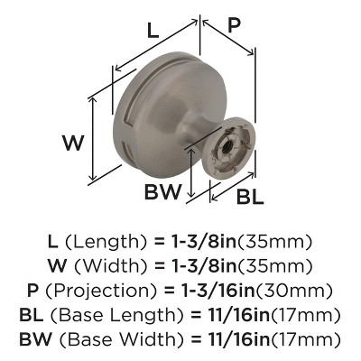 Modern Brushed Nickel Round Cabinet Knob with Mounting Hardware