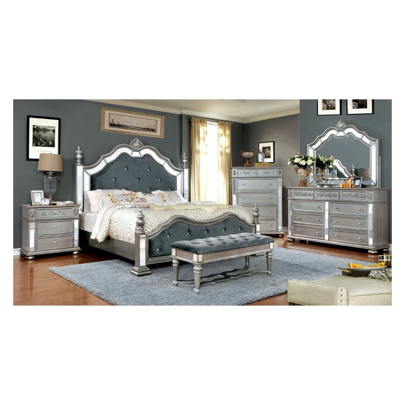 California King Divito Traditional Mirror Trim Bed Silver - HOMES: Inside + Out, 4 of 6