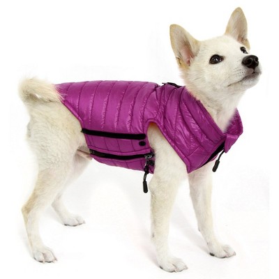 Gooby Water Resistant Puffer Vest with Side Zipper Closure for Small Dogs, Purple, XSmall