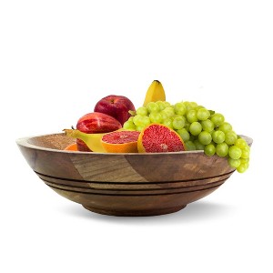 Folkulture Wooden Fruit Bowl for Kitchen Countertop | 11" Natural Toned Large Bowl | Table Decor, Mango Wood Centrepiece Gifts for Women - 1 of 4