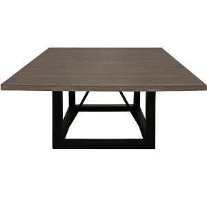 HomeRoots 60" Dark Brown and Black Solid Wood and Iron Frame Base Square Dining Table - 1 of 4