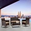 KTMBDW 4 Pieces Patio Set Outdoor Wicker Furniture Sets Modern Rattan Chair Conversation Sofa Sets with Glass Coffee Table for Yard and Bistro - 2 of 4
