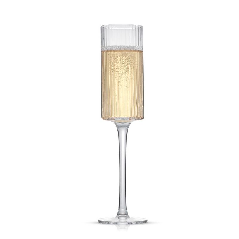 JoyJolt Elle Fluted Cylinder Champagne Glass - 6 oz Long Stem Champagne Glasses - Set of 2, 5 of 7