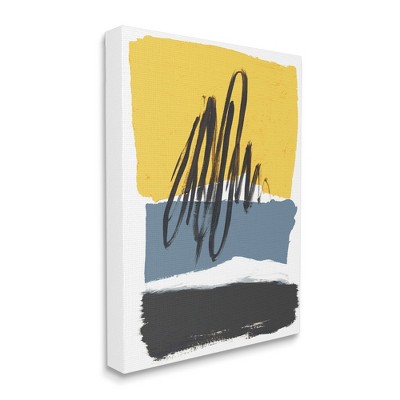Stupell Industries Abstract Squiggle Over Vibrant Shapes Yellow Blue