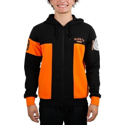 Naruto Shippuden Anime Men's Naruto Kanji Red Spiral Cosplay Zippered Hoodie