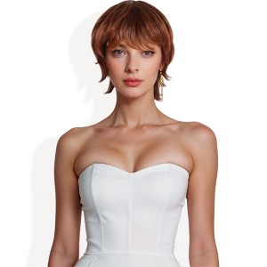 Alilang Short Curly Fluffy Wig with Layered Messy Style for Women  Synthetic Heat-Resistant Hair, 8 Inch , Orange - 1 of 4
