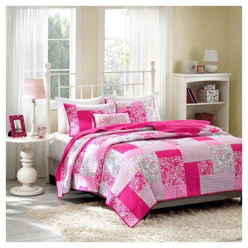 Katie Quilted Coverlet Set Full Queen 4pc Pink Target