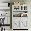 Kitchen Pantry Cabinet with Microwave Stand - Freestanding Storage Hutch with 4 Doors & Adjustable Shelves - 3 of 4