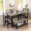 Hooseng 4 Pieces Dining Room Table Set with 2 Chairs and 1 Bench, 4-Person Dining Table Set with MDF Table Top, Metal Frame, and Storage Racks - 4 of 4