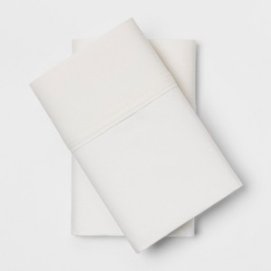 Standard 300 Thread Count Solid Organic Pillowcase Set Cream - Threshold , Ivory