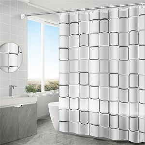 Geometric Print Bath Curtains with Hooks Stall Shower Curtains for Bathroom,Machine Washable Shower Curtain - 1 of 4