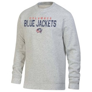 NHL Columbus Blue Jackets Men's Long Sleeve Ash Gray Crew Neck Fleece Hooded Sweatshirt - 1 of 3